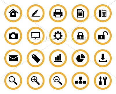 ピクトグラム アイコンセット オレンジ 商用利用可能な写真素材 イラスト素材ならストックフォトの定額制ペイレスイメージズ