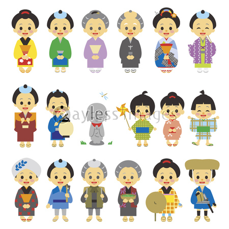 江戸時代 時代劇 商人 農民 旅人 子供 ストックフォトの定額制ペイレスイメージズ