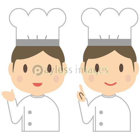 かわいいシェフ コック 料理人 上半身 男性 イケメン 案内と紹介 商用利用可能な写真素材 イラスト素材ならストックフォトの定額制ペイレスイメージズ