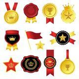gold and red emblem set